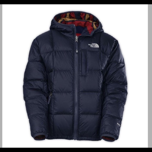 Chaqueta reversible THE NORTH FACE niño con capucha MOONDOGGY Cosmic blue ref. T0A7ABFA7LL por un lado y rayas rojas por el otro - Martimpe Berart - Tienda de Moda