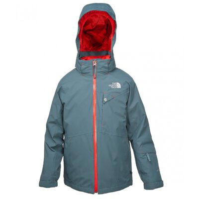 Chaqueta snow THE NORTH FACE niño con capucha OZONE JACKET CONQUER BLUE SNOW ref. T0CF59Z42 gris con detalles naranjas