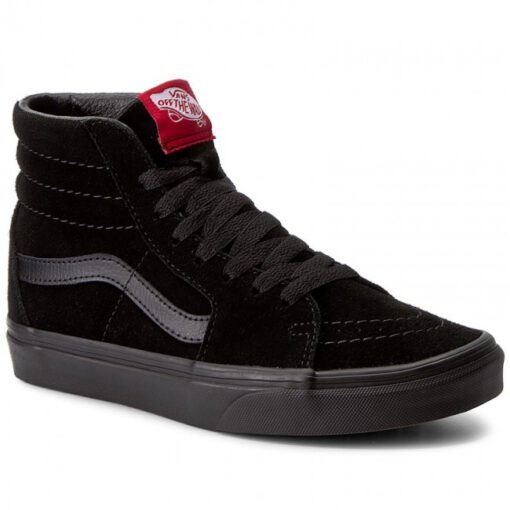 Zapatillas altas VANS Sneakers deporte hombre SK8-HI SHOES Black/Black Mod. VN000D5IBKA ante negras con franjas negras