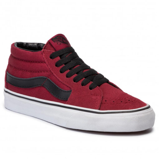 Zapatillas media caña VANS Skate número uno del mundo unisex SK8-Mid Biking Red/True black Ref. VN0A3WM31K41 básica granate con bandas negras