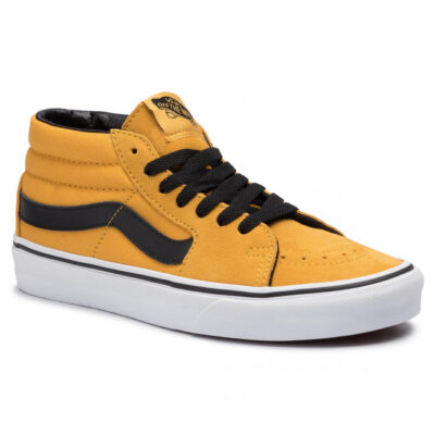 Zapatillas media caña VANS Skate número uno del mundo unisex SK8-Mid Mango Mojito/True black Ref. VN0A3WM3VYJ básica mostaza con bandas negras