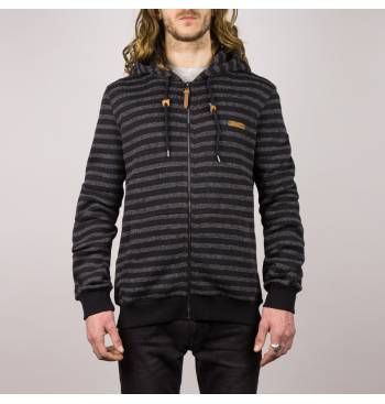 Chaqueta punto HYDROPONIC hombre caliente con capucha UPTOWN KN Black/Grey Ref. 17536 Negra/gris