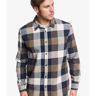 Camisa QUIKSILVER de Manga Larga franela Hombre Motherfly Flannel Long Sleeve Shirt Ref. EQYWT03918 kye1 cuadros khaki negro y gris