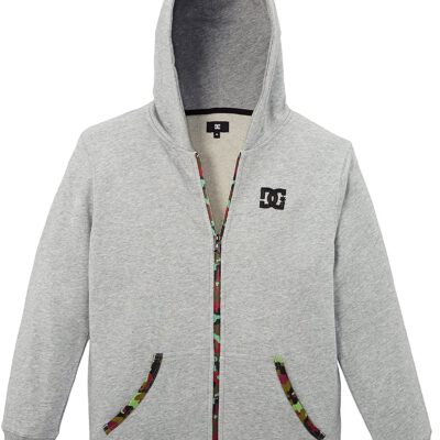 Sudadera Hombre con capucha y cremallera DC po number ref.EDBFT00013 gris clara cremallera camuflaje