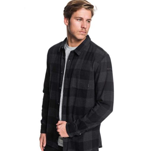 Camisa QUIKSILVER de Manga Larga franela Hombre Motherfly Flannel Long Sleeve Shirt Ref. EQYWT03918 kvj2 cuadros negro y gris