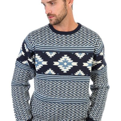 Jersei punto DC hombre cuello redondo LAURELL PARK casual Suéter Ref. KTMPU122 azul iris étnico