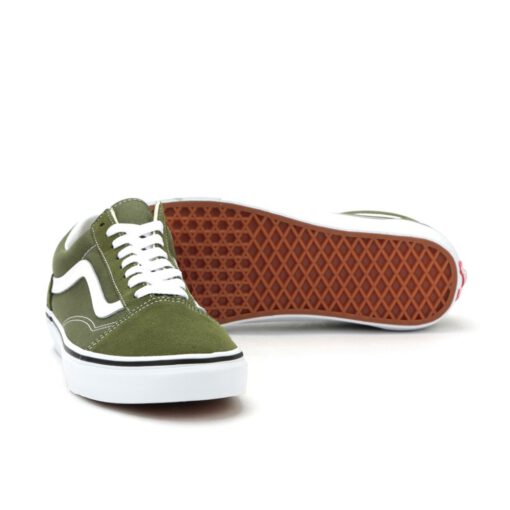 Zapatillas VANS clásicas y cómodas Sneakers deporte hombre OLD SKOOL WINTER Winter moss/True white Mod. VN0A38G1OW2 ante y lona verde caqui con franjas blancas