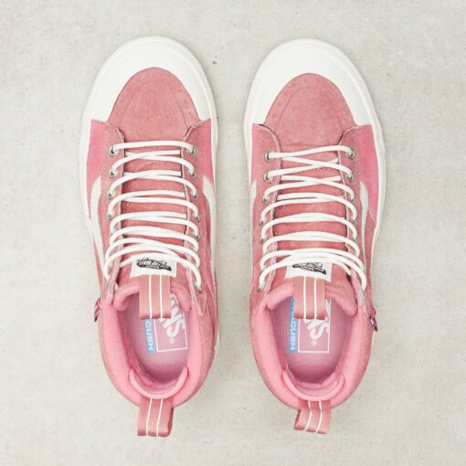 Zapatillas altas VANS Skate ante chica SK8-HI MTE 2.0 DX (Mte) Pink Block/Marshmallow Modelo: VN0A4P3I2UU cuero rosa palo franjas blancas