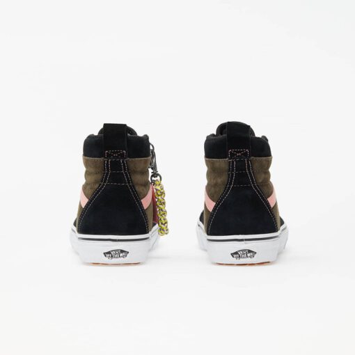 Zapatillas altas VANS Sneakers Skate ante chica SK8-HI 46 MTE DX Modelo: VN0A3DQ52UE negra y marrón con franjas rosa palo
