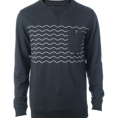 Sudadera Hombre RIP CURL Cuello redondo wavy party crew ref.CFEQB4 black negro olas blancas