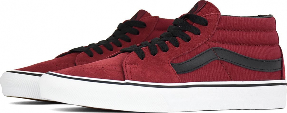 Zapatillas media caña VANS Skate número uno del mundo unisex SK8-Mid Biking Red/True black Ref. VN0A3WM31K41 básica granate con bandas | Martimpe Berart - Tienda de Moda en Gausach, Vielha, Valle