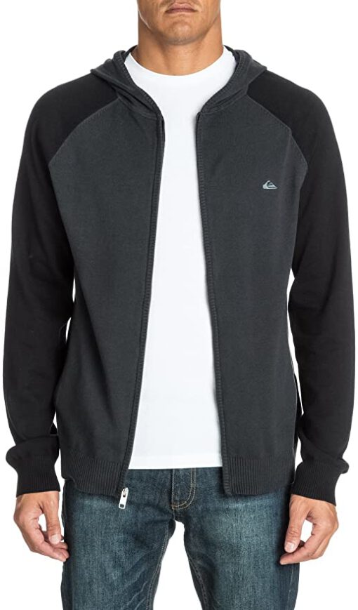 Chaqueta punto QUIKSILVER hombre con capucha y cremallera casual Creedence Zip Suéter Ref. EQYSW03004 kpwh gris y negro