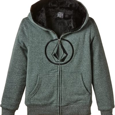 Sudadera exterior niño VOLCOM con capucha y forrada interior pelo sintético Circle Staple Lined Suéter Ref. C5831550 gris