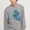 Sudadera Santa Cruz hombre suave cuello redondo casual básica SCREAMING HAND CREW Ref. SCA-CRW-9551 Gris oscuro jaspeado puño/mano pecho