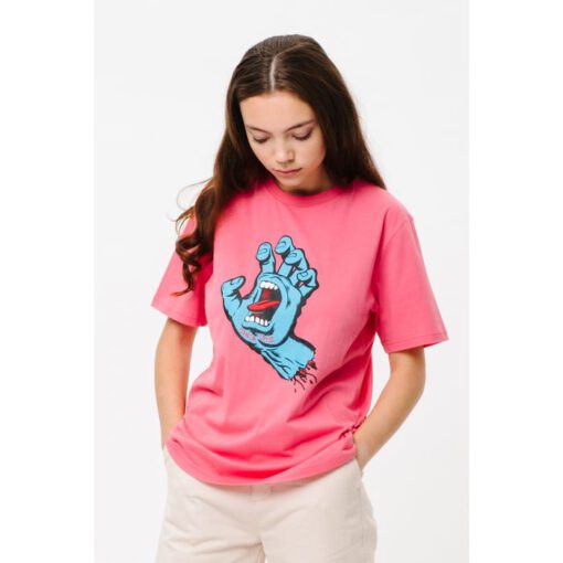 Camiseta SANTA CRUZ Chica manga corta Screaming hand t-shirt pink lemonade Ref. SCA-WTE-0413 Rosa chicle con logo pecho mano