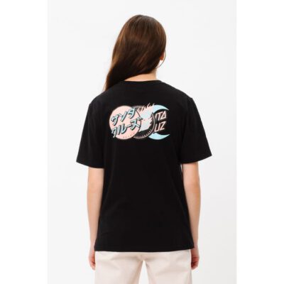 Camiseta SANTA CRUZ Chica manga corta Dot Group T-Shirt Ref. SCA-WTE-0904 Negra con logo pecho y espalda letras japonesas