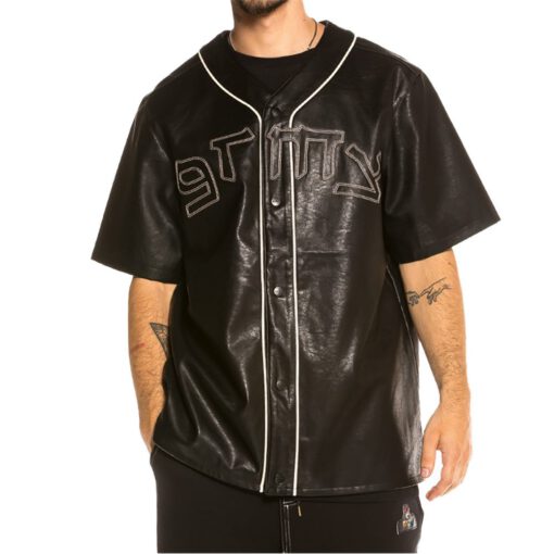 Camiseta beisbol GRIMEY manga corta unisex Call Of Yore Pu Leather Baseball black Ref. GBSH114-BLK piel sintética negra