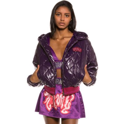 Chaqueta con capucha acolchada Bomber Chica Yoga Fire Bomber Jacket Purple Ref. GGHJ110-FW19-PRP- Morada