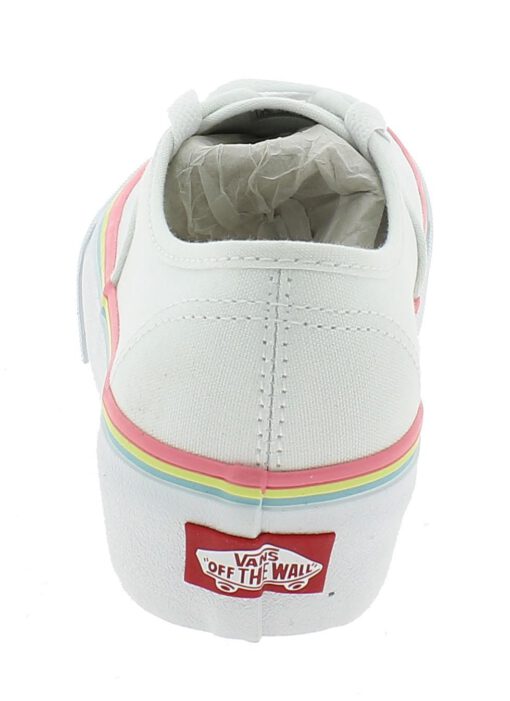 Zapatillas plataforma VANS Skate número uno del mundo chica Authentic Platfor Mod. VN0A3AV8S1T1 Rnbw Foxng/True White blanca