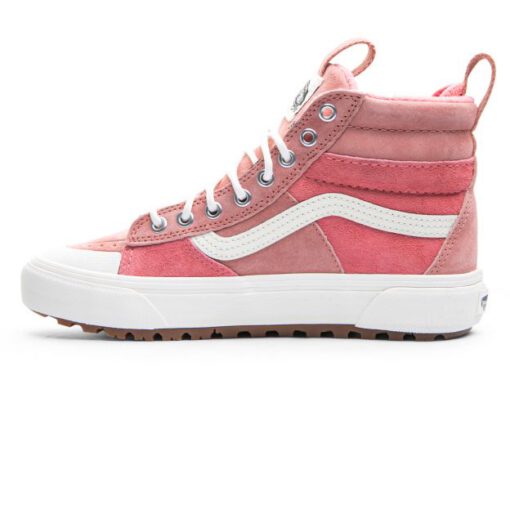 Zapatillas altas VANS Skate ante chica SK8-HI MTE 2.0 DX (Mte) Pink Block/Marshmallow Modelo: VN0A4P3I2UU cuero rosa palo franjas blancas