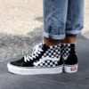 Zapatillas altas plataforma VANS SK8-HI 2.0 CON PLATFORM black white Ref. VN0A3TKNQXH cuadros negra y franja blanca