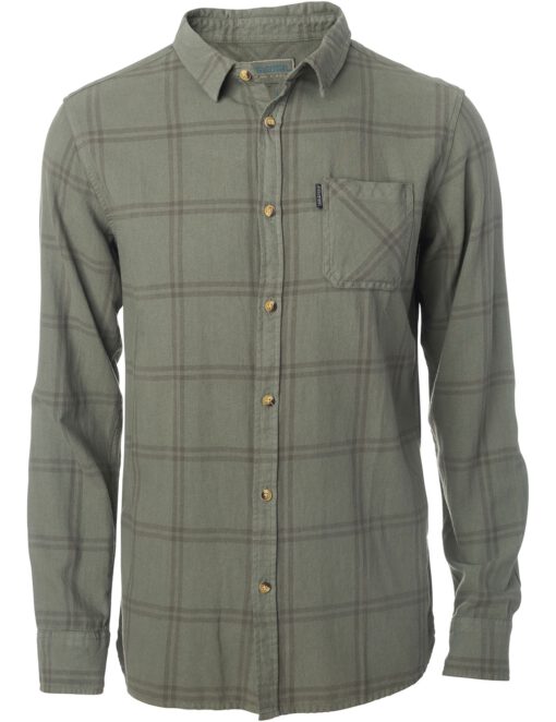 Camisa RIP CURL de Manga Larga franela Hombre Check Shirt Long Sleeve Shirt in Dusty Olive Ref. CSHDP4 cuadros verde oliva