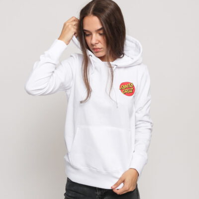 Sudadera Top SANTA CRUZ Mujer con capucha corta Classic Dot Hood Ref. SCA-WHD-0278 Básica Blanca logo pecho y espalda