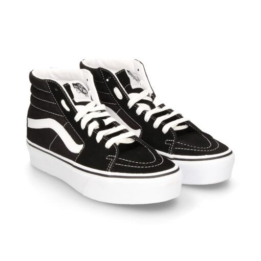 Zapatillas altas plataforma VANS SK8-HI 2 PLATFORM black/True white Ref. VN0A3TKN6BT1 negra y franja blanca