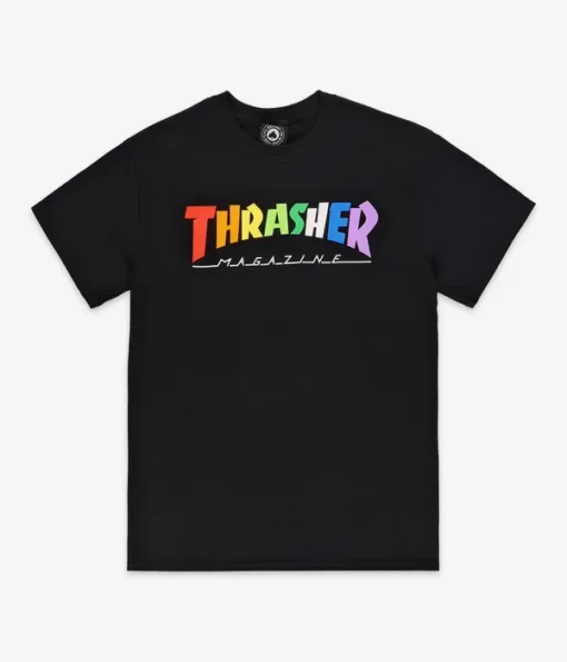 Camiseta THRASHER Hombre manga corta Rainbow Mag Ref. 144855S Negra con logo multicolor