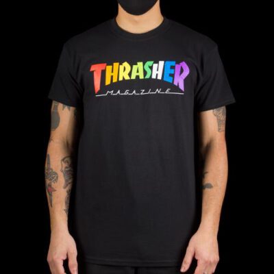 Camiseta THRASHER Hombre manga corta Rainbow Mag Ref. 144855S Negra con logo multicolor