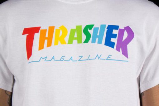 Camiseta THRASHER Hombre manga corta Rainbow Mag Ref. 144856M Blanca con logo multicolor