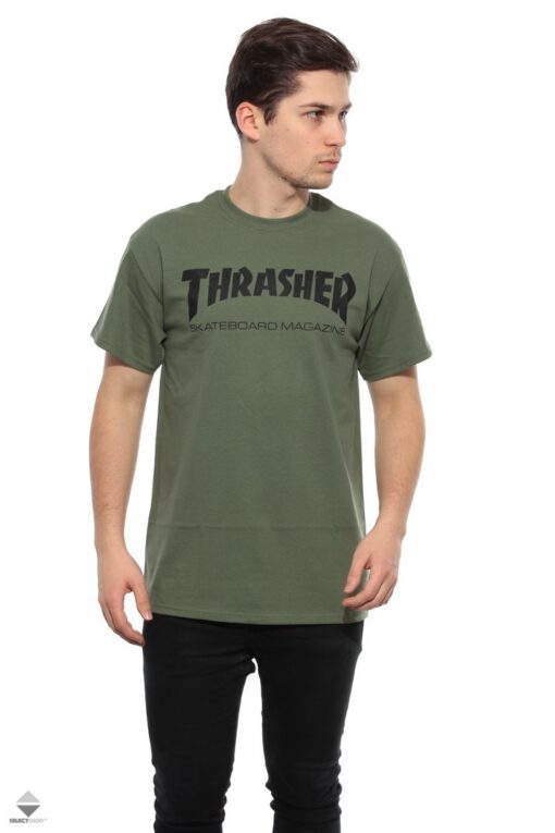 Camiseta THRASHER Magazine Hombre manga corta Skate Mag T-Shirt Ref. TSR-110101S Verde caqui logo negro