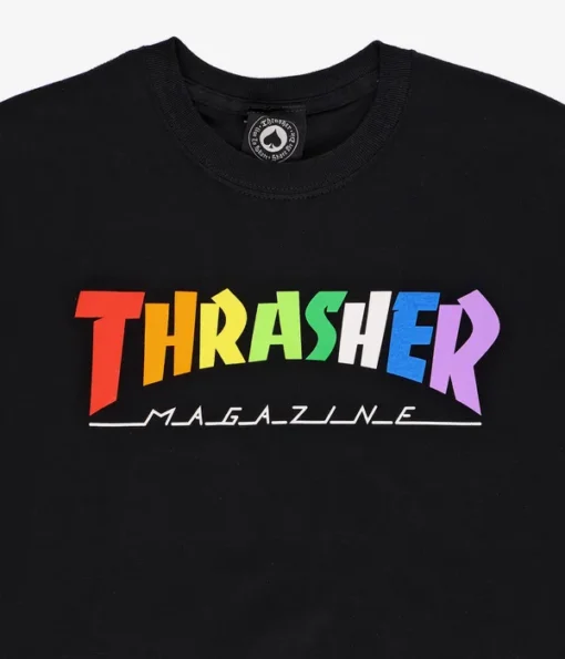 Camiseta THRASHER Hombre manga corta Rainbow Mag Ref. 144855S Negra con logo multicolor