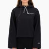 Sudadera corta CHAMPION chica SATIN STITCH SCRIPT LOGO CROPPED FLEECE HOODIE Ref. 113186 negra