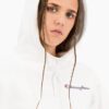 Sudadera corta CHAMPION chica SATIN STITCH SCRIPT LOGO CROPPED FLEECE HOODIE Ref. 113186 blanca