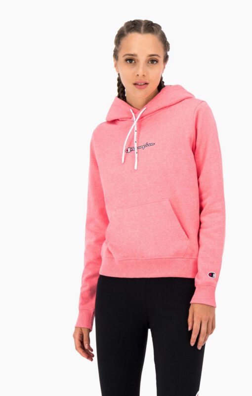 Sudadera corta CHAMPION chica SATIN STITCH SCRIPT LOGO ECO YARN HOODIE Ref. 113198 rosa