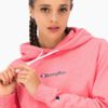Sudadera corta CHAMPION chica SATIN STITCH SCRIPT LOGO ECO YARN HOODIE Ref. 113198 rosa
