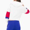 Sudadera corta CHAMPION chica COLOUR BLOCK JACQUARD LOGO TAPE FLEECE HOODIE Ref. 113338 blanca, azul y roja