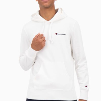 Sudadera CHAMPION Hombre con capucha SMALL SCRIPT LOGO FLEECE HOODIE Ref. 214780 Blanca