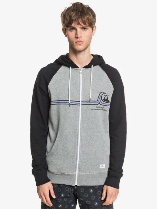 Sudadera Quiksilver Hombre casual con cremallera y capucha Essentials Hoodie LIGHT GREY HEATHER (sjsh) Ref. EQYFT04083 negra y gris