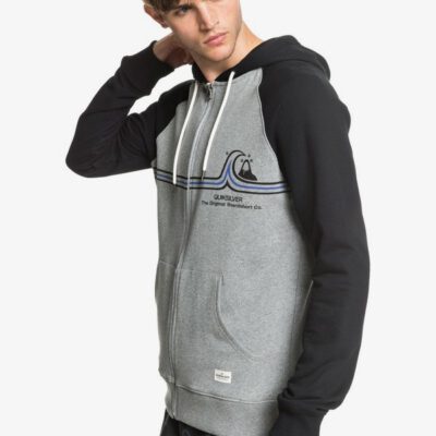 Sudadera Quiksilver Hombre casual con cremallera y capucha Essentials Hoodie LIGHT GREY HEATHER (sjsh) Ref. EQYFT04083 negra y gris