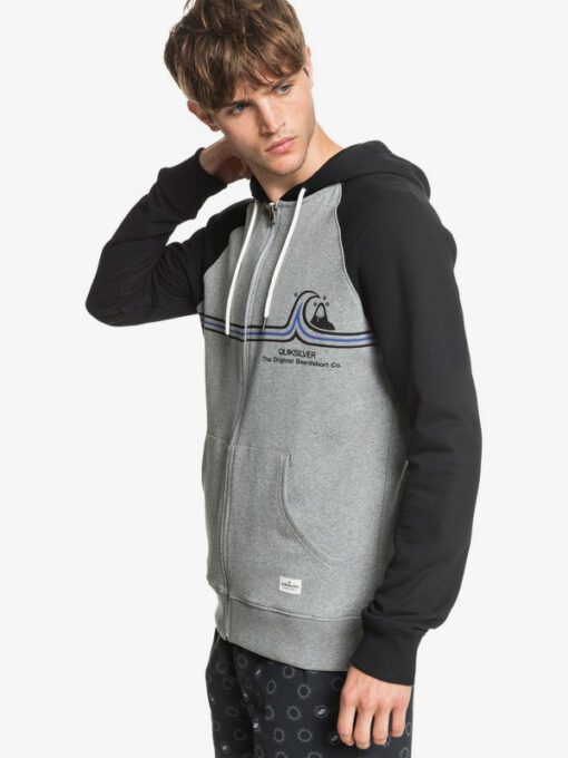 Sudadera Quiksilver Hombre casual con cremallera y capucha Essentials Hoodie LIGHT GREY HEATHER (sjsh) Ref. EQYFT04083 negra y gris