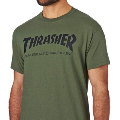 Camiseta THRASHER Magazine Hombre manga corta Skate Mag T-Shirt Ref. TSR-110101S Verde caqui logo negro