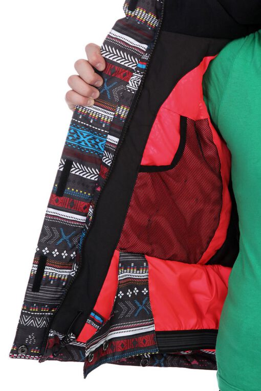 Chaqueta esquí ROXY niña con capucha pelo sintético Jett Sky (KVJ4) Ref. ERGTJ00020 negro estampado étnico