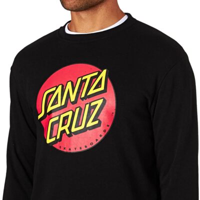 Sudadera Santa Cruz hombre suave cuello redondo casual básica CLASSIC DOT CREW Ref. SCA-CRW-9508 Negra log pecho