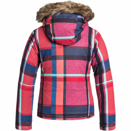 Chaqueta esquí ROXY niña con capucha pelo sintético Jett Sky (KVJ1) Ref. ERGTJ03000 Cuadros rosa