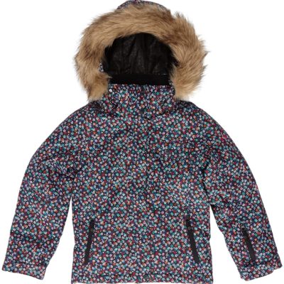 Chaqueta esquí ROXY niña con capucha pelo sintético Jett Sky Anthr roses are (KVJB) Ref. WTTSJ204 Negra flores colores