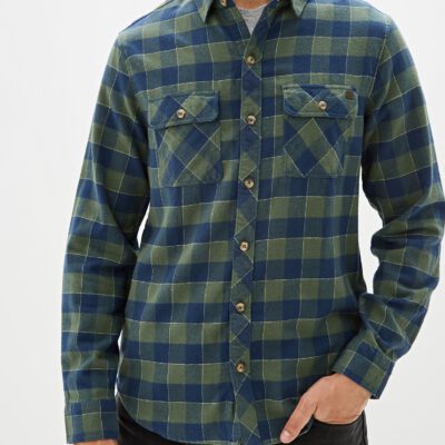 Camisa BILLABONG de Manga Larga franela Hombre All Day Flannel Forest Ref. Q1SH03 BIF9 Cuadros verdes