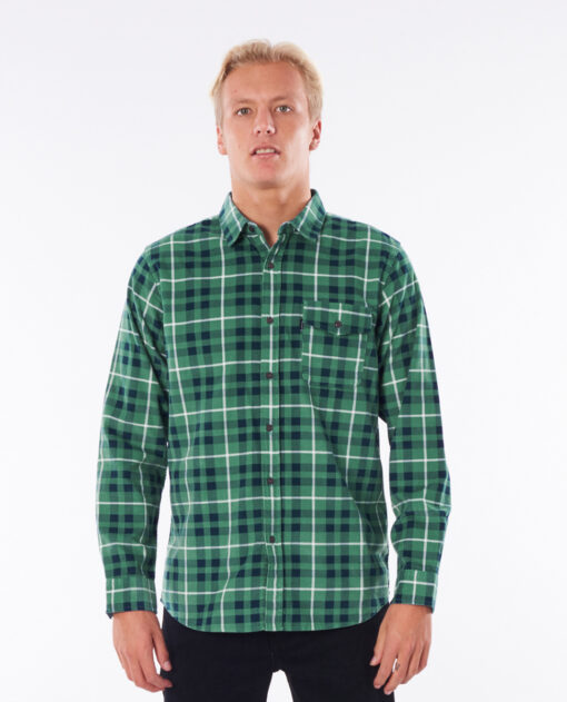 Camisa RIP CURL de Manga Larga franela Hombre Return Shirt Long Sleeve Navy Ref. CSHDQ9 cuadros azules y verdes