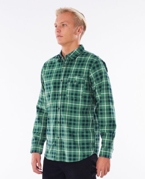 Camisa RIP CURL de Manga Larga franela Hombre Return Shirt Long Sleeve Navy Ref. CSHDQ9 cuadros azules y verdes